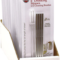 Norpro - Set of 4 Stainless Steel Straws with 2 Brushes, Pack of 24 Sets - 454D