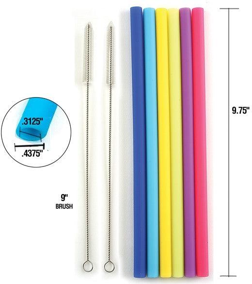 Norpro - Set of 6 Jumbo Silicone Straws with 2 Brushes, Pack of 18 Sets - 474D