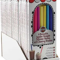 Norpro - Set of 6 Jumbo Silicone Straws with 2 Brushes, Pack of 18 Sets - 474D