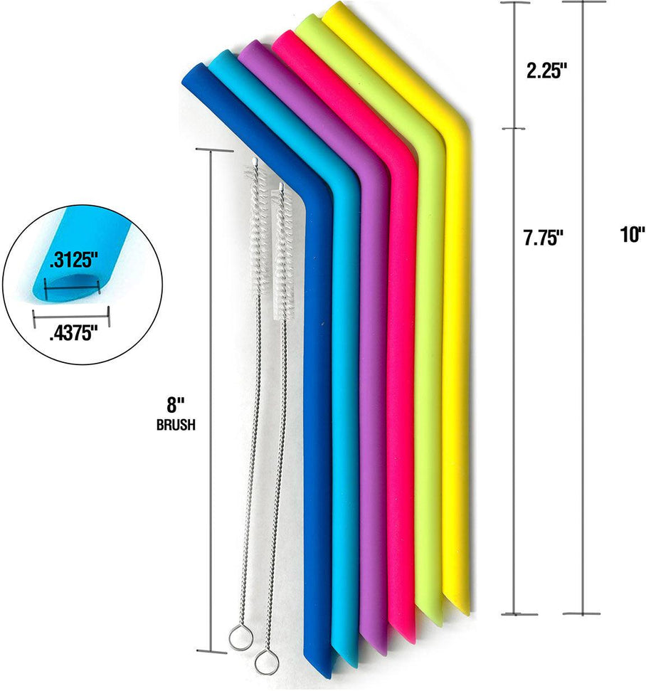 Norpro - Set of 6 Reusable Silicone Straws with Brush, Pack of 18 Sets - 407D