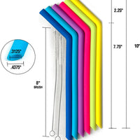Norpro - Set of 6 Reusable Silicone Straws with Brush, Pack of 18 Sets - 407D