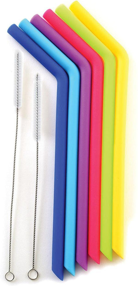 Norpro - Set of 6 Reusable Silicone Straws with Brush, Pack of 18 Sets - 407D