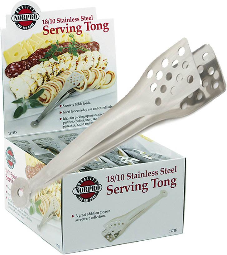 Norpro - Stainless Steel Serving Tong with Holes, Pack of 24 - 1971D