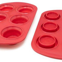 Norpro - Standard Size Silicone Collapsible Red Muffin/Cupcake Pans, Set of 2 - 3604