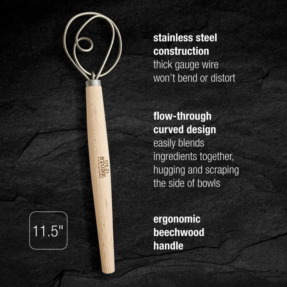 Old Stone Pizza Kitchen - 11.5" Dough Whisk with Beech Handle - DW115