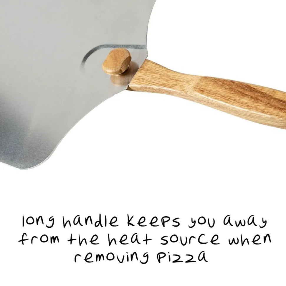 Old Stone Pizza Kitchen - 14" x 16" Aluminum Pizza Peel with Collapsible Wooden Handle - KCH-08436