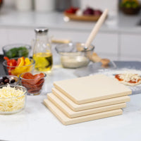Old Stone Pizza Kitchen - Glazed Cordierite 7.5" 4 Pcs Beige Square Pizza Stone Set - KCH-08475