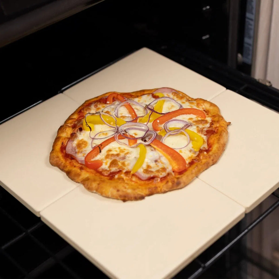 Old Stone Pizza Kitchen - Glazed Cordierite 7.5" 4 Pcs Beige Square Pizza Stone Set - KCH-08475