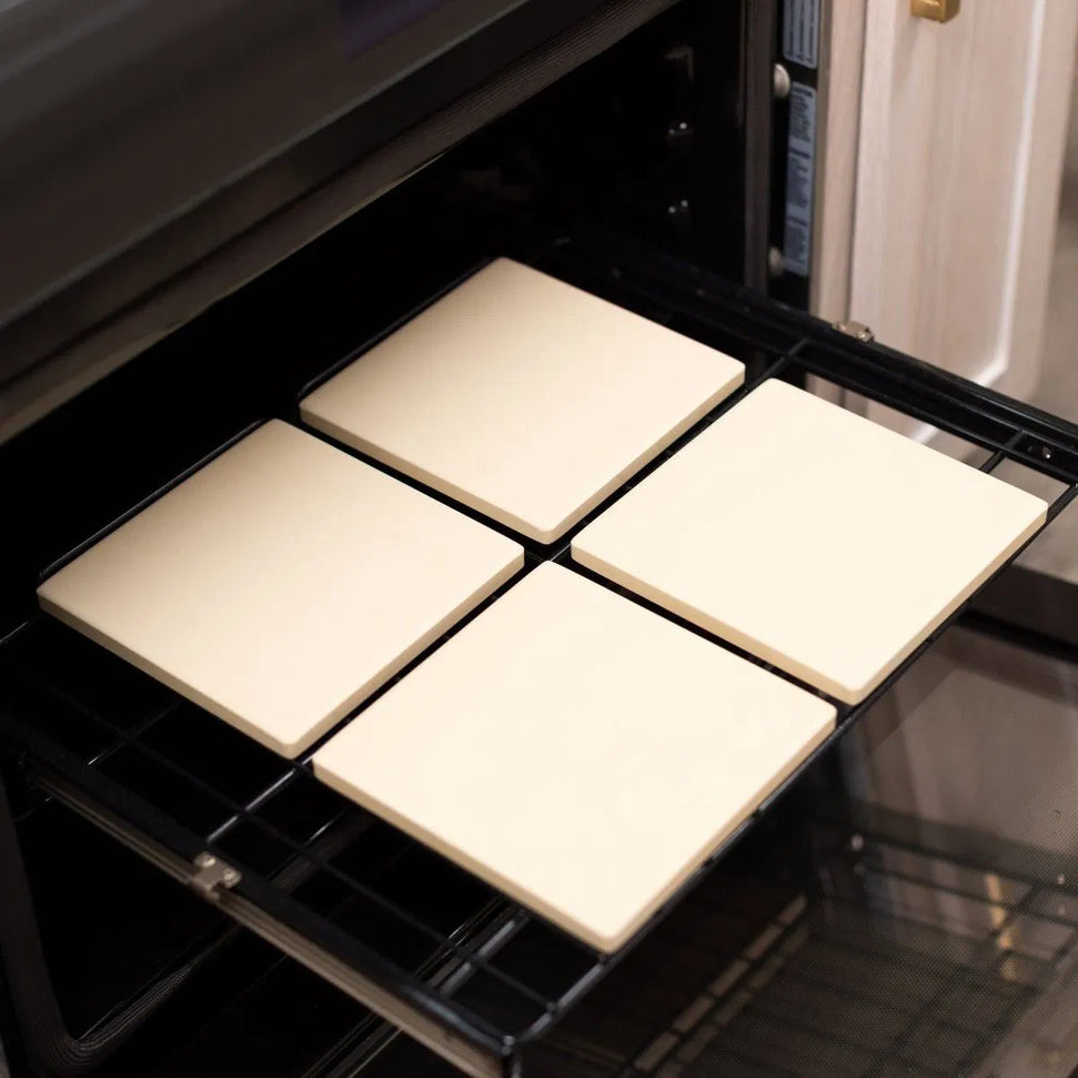 Old Stone Pizza Kitchen - Glazed Cordierite 7.5" 4 Pcs Beige Square Pizza Stone Set - KCH-08475