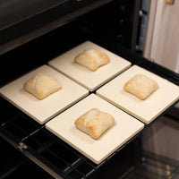 Old Stone Pizza Kitchen - Glazed Cordierite 7.5" 4 Pcs Beige Square Pizza Stone Set - KCH-08475