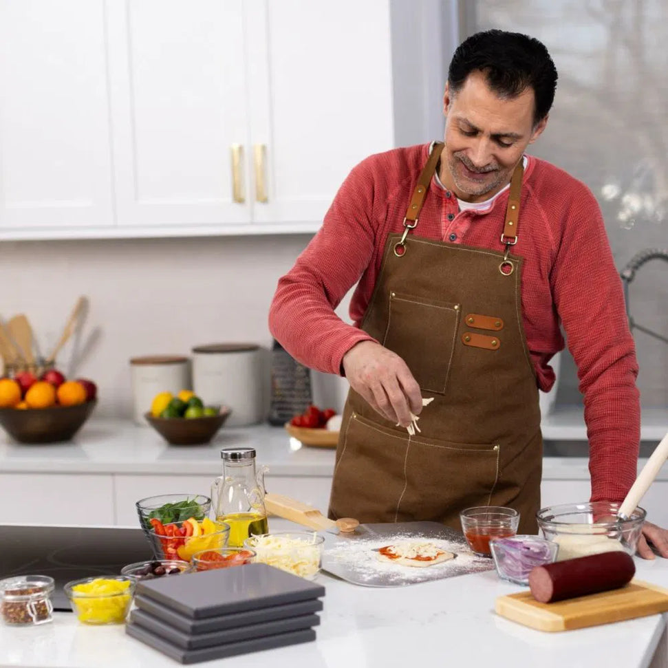 Old Stone Pizza Kitchen - Glazed Cordierite 7.5" 4 Pcs Grey Square Pizza Stone Set - GPS475-G