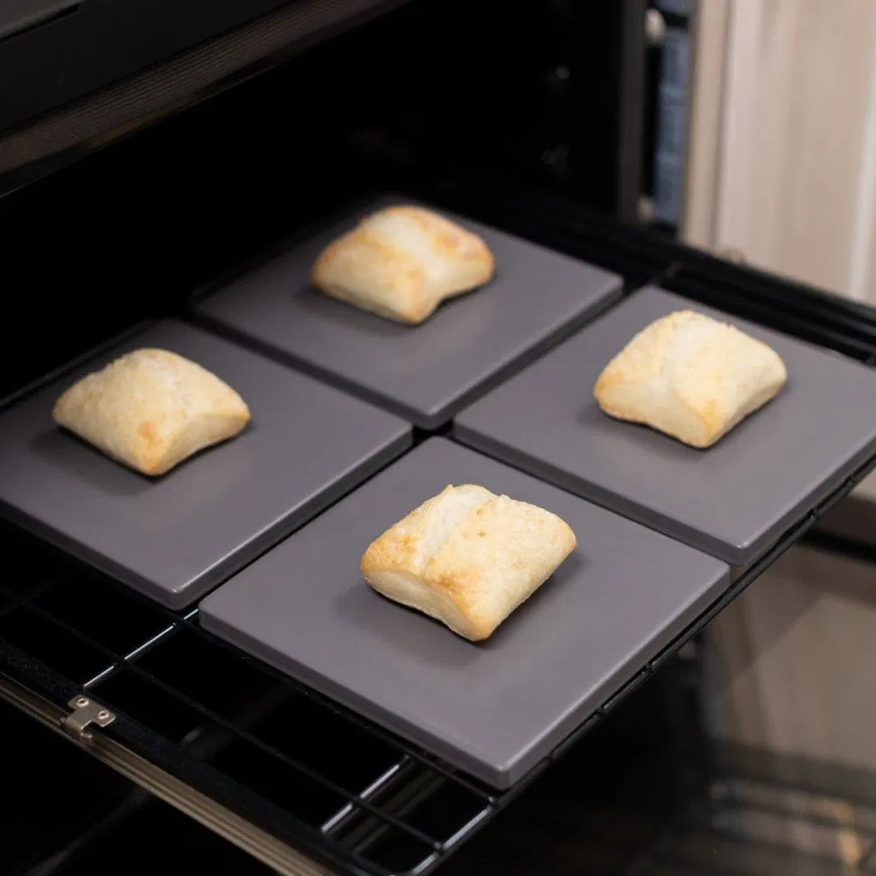 Old Stone Pizza Kitchen - Glazed Cordierite 7.5" 4 Pcs Grey Square Pizza Stone Set - GPS475-G