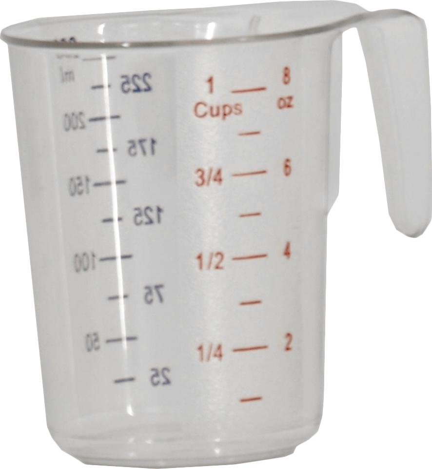 Omcan - 0.26 QT Clear Polycarbonate Measuring Cup (250 ml), 50/cs - 80570