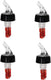 Omcan - 1 Oz 12 Pcs Clear Spout With Red Tail Measured Liquor Pourer with Collar, Pack of 4 - 81194