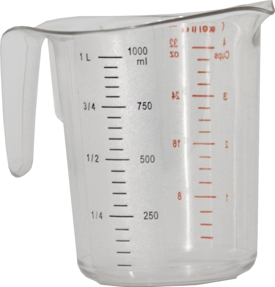 Omcan - 1 QT Clear Polycarbonate Measuring Cup (1000 ml), Pack of 20 - 80572