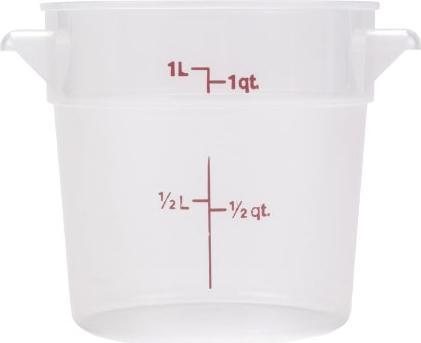 Omcan - 1 QT Translucent Polypropylene Round Food Storage Container, Pack of 30 - 80229