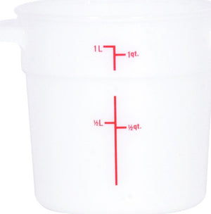 Omcan - 1 QT White Polypropylene Round Food Storage Container, 50/cs - 80230