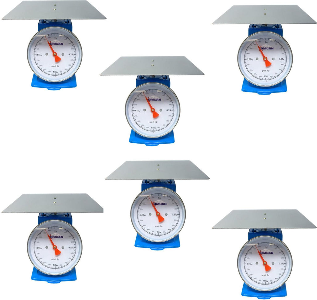 Omcan - 1 kg Dial Spring Scale with Stainless Steel Platform, Pack of 6 - 46752