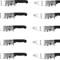 Omcan - 10" Black Handle Greban Medium Blade Cook Knife, Pack of 10 - 12074