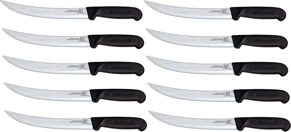 Omcan - 10” Breaking Knife with Black Polypropylene Handle, Pack of 10 - 12338