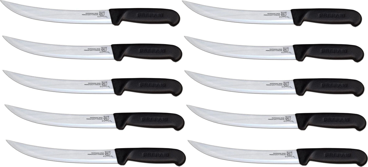 Omcan - 10” Breaking Knife with Black Polypropylene Handle, Pack of 10 - 12338