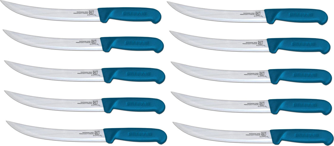 Omcan - 10” Breaking Knife with Blue Polypropylene Handle, Pack of 10 - 12344