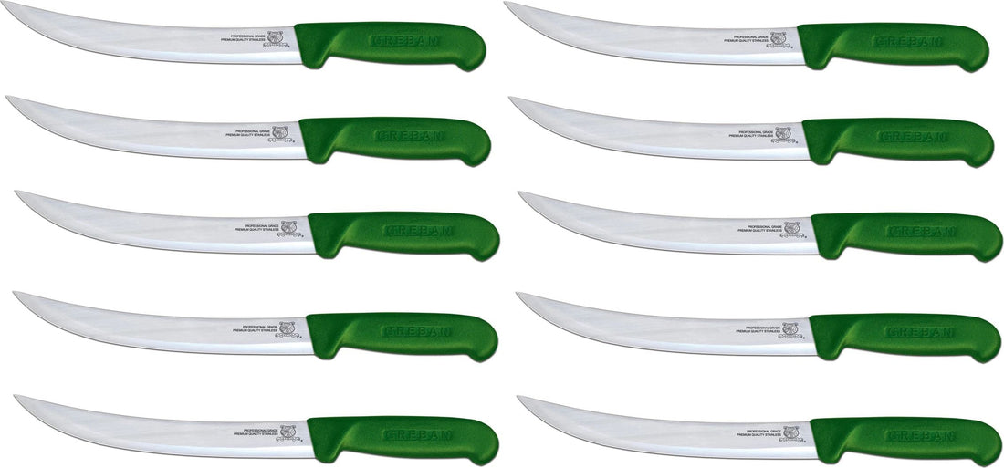 Omcan - 10” Breaking Knife with Green Polypropylene Handle, Pack of 10 - 12347