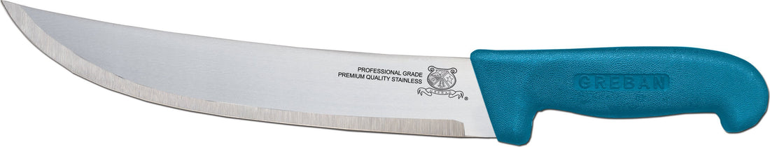 Omcan - 10” Butcher Steak Knife with Blue Polypropylene Handle, Pack of 5 - 12211