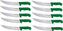 Omcan - 10” Butcher Steak Knife with Green Polypropylene Handle, Pack of 5 - 12215