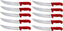 Omcan - 10” Butcher Steak Knife with Red Polypropylene Handle, Pack of 5 - 12220