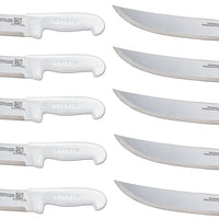 Omcan - 10” Butcher Steak Knife with White Polypropylene Handle, Pack of 10 - 12229