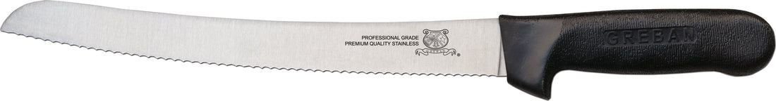 Omcan - 10” Curved Slicer Knife with Black Polypropylene Handle, Pack of 20 - 12821