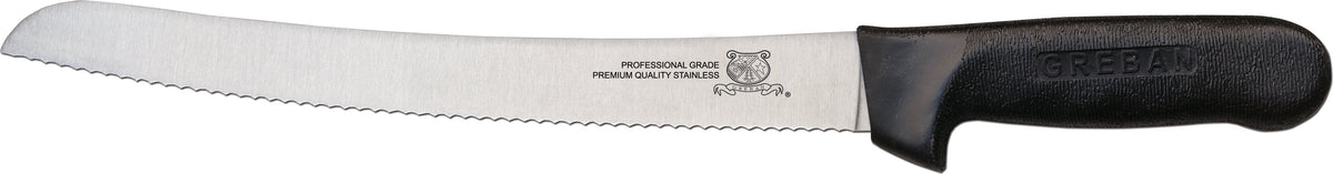 Omcan - 10” Curved Slicer Knife with Black Polypropylene Handle, Pack of 20 - 12821