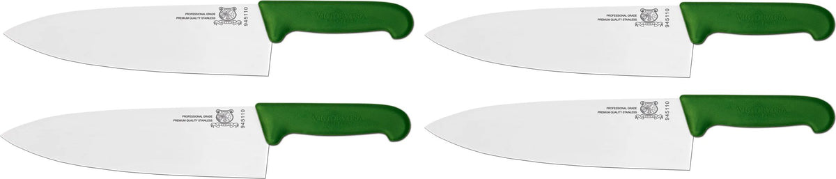 Omcan - 10” Green Super Fiber Handle Medium Cook's Knife, Pack of 3 - 23879