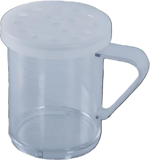 Omcan - 10 Oz Polycarbonate Dredge with Clear Lid & 8 mm Hole, Pack of 40 - 81165