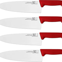 Omcan - 10” Red Super Fiber Handle Medium Cook's Knife, Pack of 4 - 23880
