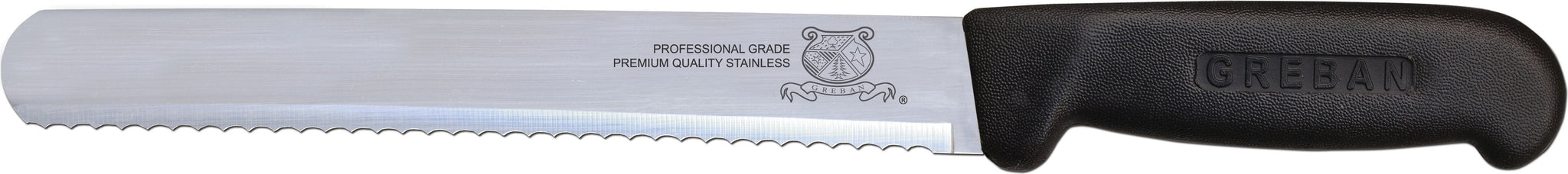 Omcan - 10” Straight Wave Edge Slicer Knife with Black Polypropylene Handle, 10/cs - 12644