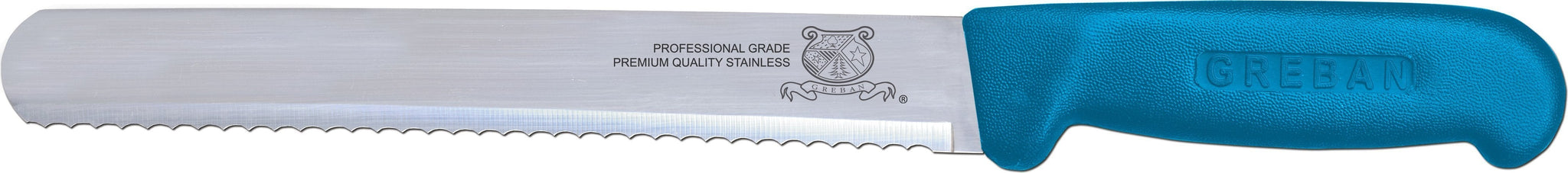Omcan - 10” Straight Wave Edge Slicer Knife with Blue Polypropylene Handle, 10/cs - 12656