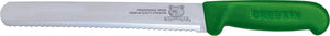Omcan - 10” Straight Wave Edge Slicer Knife with Green Polypropylene Handle, 10/cs - 12662