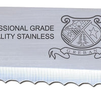 Omcan - 10” Straight Wave Edge Slicer Knife with Green Polypropylene Handle, Pack of 10 - 12662