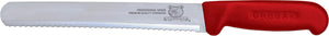 Omcan - 10” Straight Wave Edge Slicer Knife with Red Polypropylene Handle, 10/cs - 12668