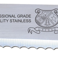 Omcan - 10” Straight Wave Edge Slicer Knife with White Polypropylene Handle, Pack of 10 - 12680