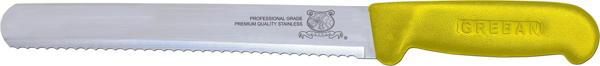Omcan - 10” Straight Wave Edge Slicer Knife with Yellow Polypropylene Handle, 10/cs - 12672