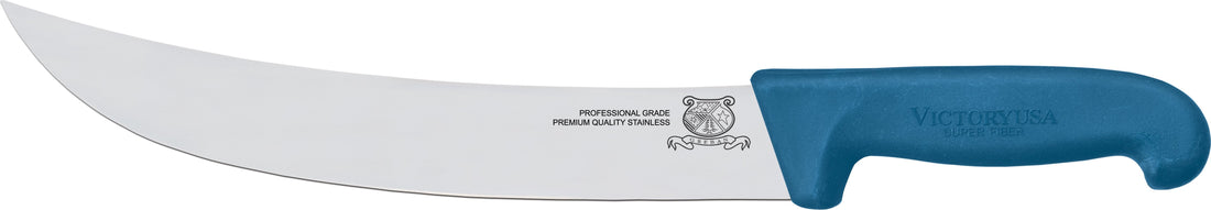 Omcan - 10” Victoria USA Steak Knife with Blue Super Fiber Handle, Pack of 4 - 23882