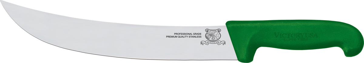 Omcan - 10” Victoria USA Steak Knife with Green Super Fiber Handle, Pack of 3 - 23883
