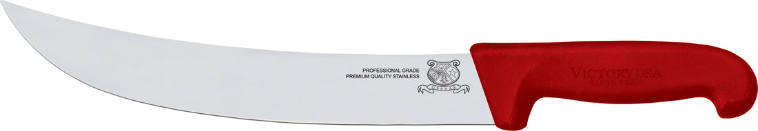Omcan - 10” Victoria USA Steak Knife with Red Super Fiber Handle, Pack of 4 - 23884