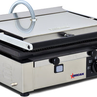 Omcan - 10" x 14" Single Panini Grill with Grooved Surfaces - 11377