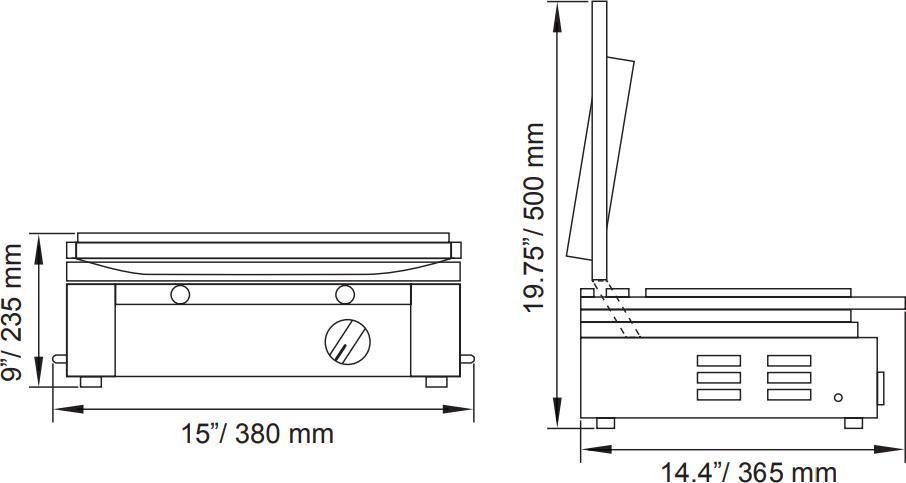Omcan - 10" x 14" Single Panini Grill with Grooved Surfaces - 11377