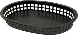 Omcan - 10" x 7" Black Plastic Oval Platter, 200/cs - 80355