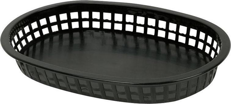 Omcan - 10" x 7" Black Plastic Oval Platter, Pack of 90 - 80355